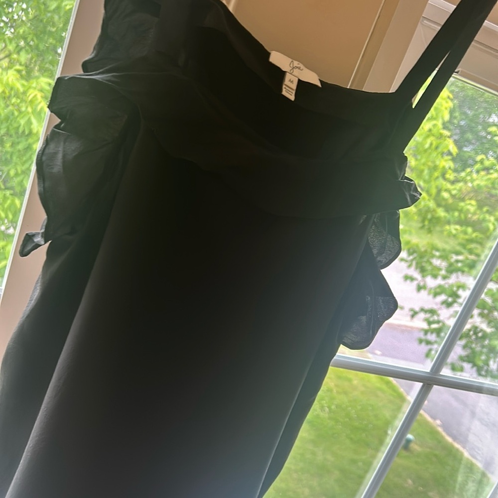 Joie black ruffle 100% silk tank top size medium